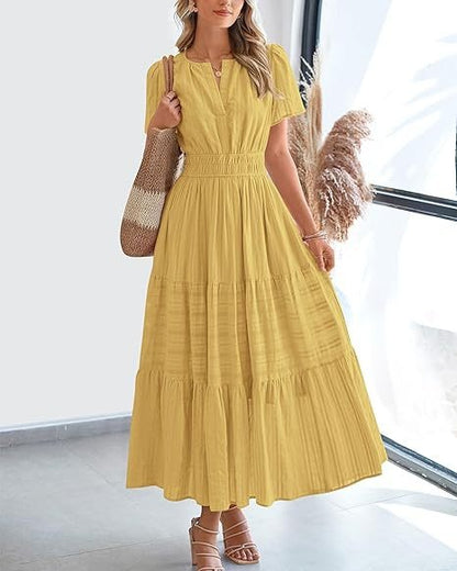 V-neck Large Swing Dress