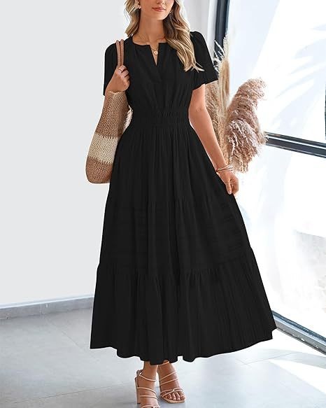 V-neck Large Swing Dress