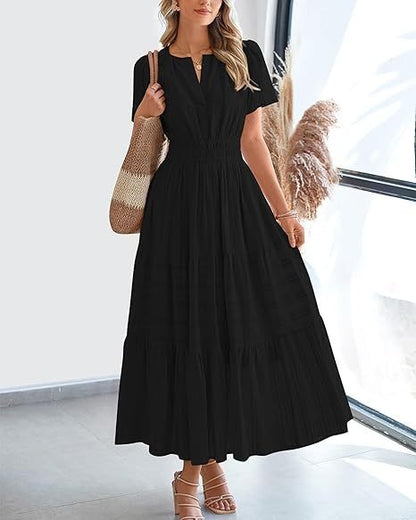 V-neck Large Swing Dress