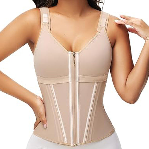 Mesh Belly Contracting And Waist Slimming Three Breasted Corset