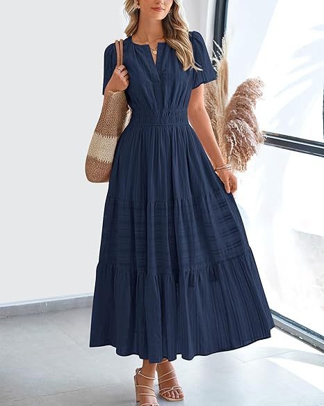 V-neck Large Swing Dress
