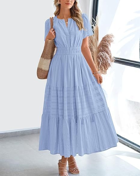 V-neck Large Swing Dress