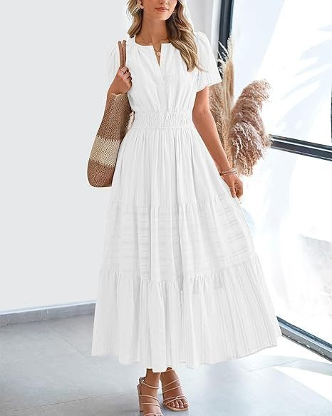 V-neck Large Swing Dress