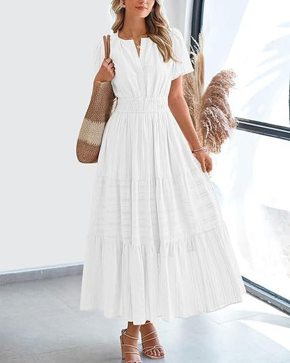 V-neck Large Swing Dress