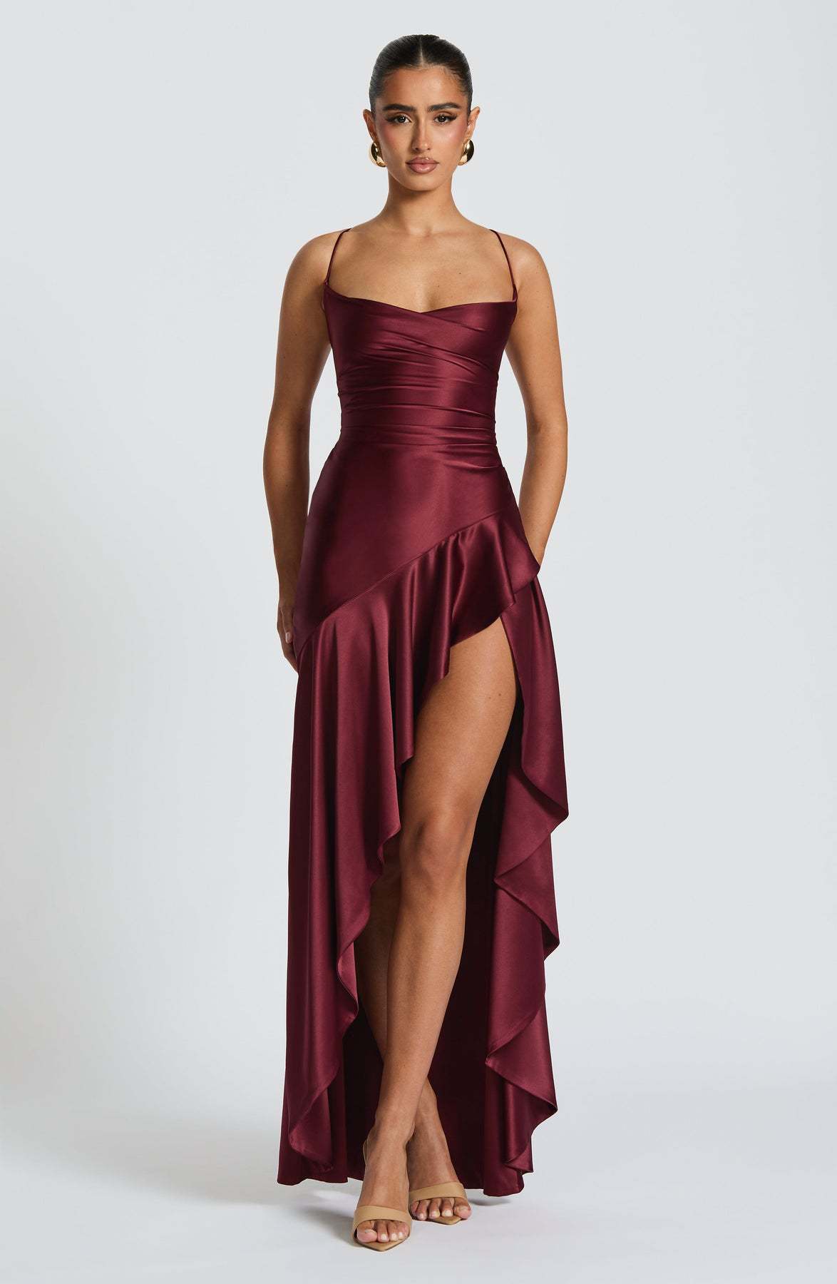 Women's Backless Ruffles Irregular Dress Summer Fashion Evening Party Club Split Suspender Maxi Dresses Clothing